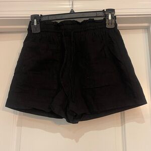 7 For All Mankind High Waist Black Linen Blend Shorts